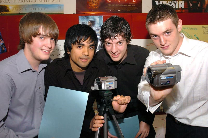 Wellingborough,Wrenn School BBC film competition ,l to r Ian Marshall, Murshedul Haque, Daniel Greenham ,Tom Mair April 2006