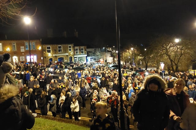 Earls Barton celebrates Christmas Eve in the Square - People were mesmerised by the fireworks display