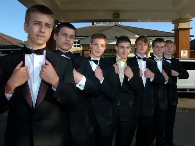Kye Gilbert, 16, Patrick Pandianco,16, Alex O'Keeffe, 16, Dalton Barness, 16, Dylan O'Leary, 16, Tom Knight, 16, and Samuel Shoesmith, 16, at the 2009 prom