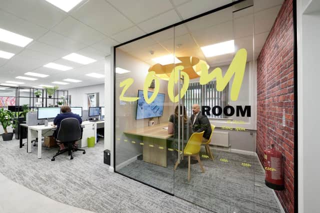 Group managing director Steve Allan with a colleague in Verve Workspace’s Zoom Room