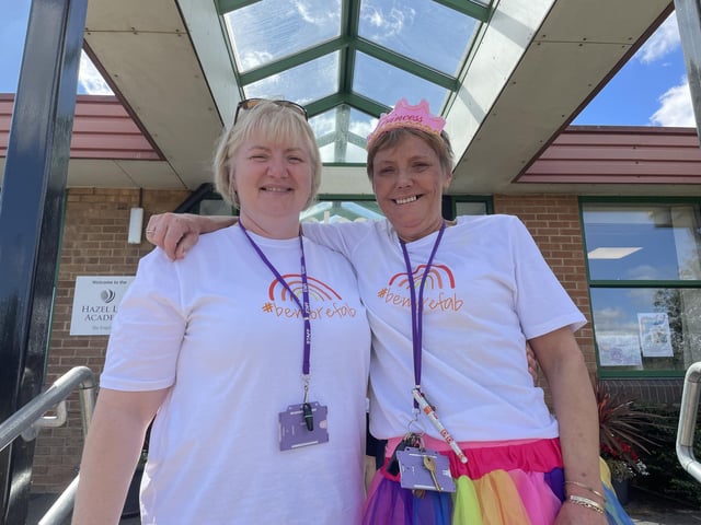 Mrs Clark and Mrs Windsor ready to host the proceedings at Hazel Leys