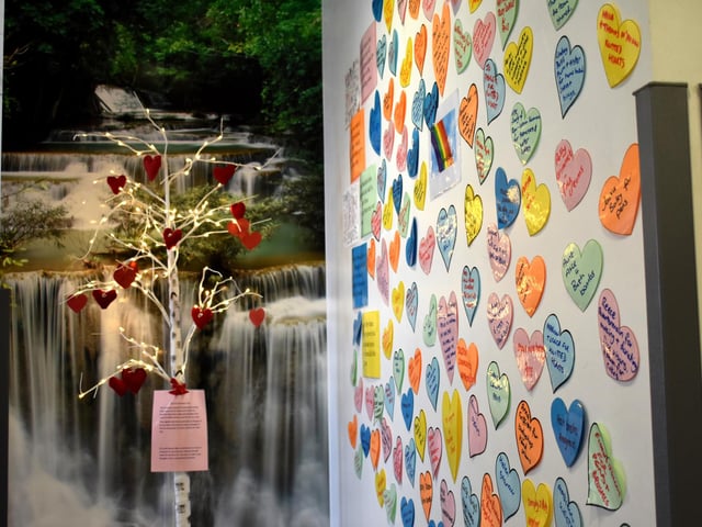 Covid Hearts ICU each one representing a sad death from the disease KGH.