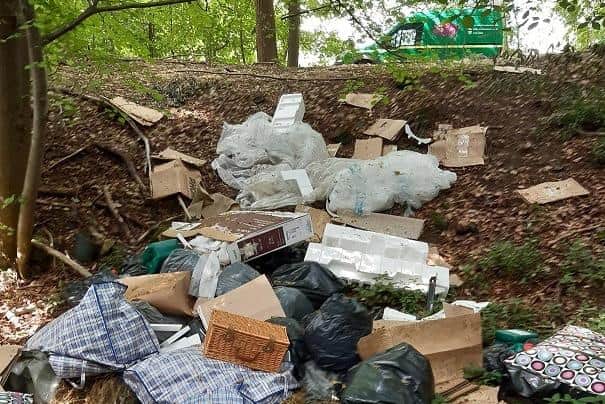 The fly-tipped rubbish was dumped in a Kettering beauty spot