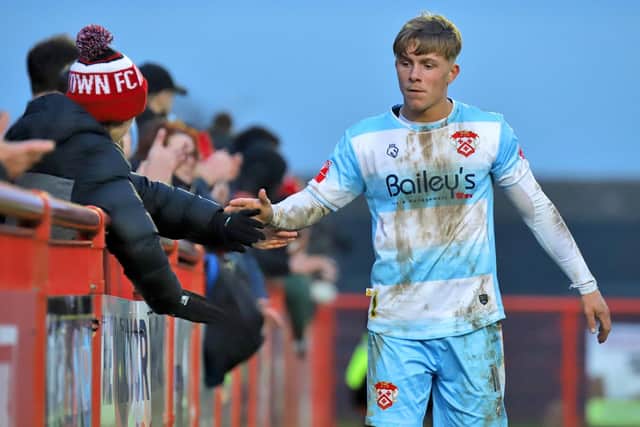 Eddie Panter is congratulated by fans after being substituted against Needham Market (Picture: Peter Short)