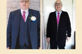 David Bottoms before and after reaching his target weight