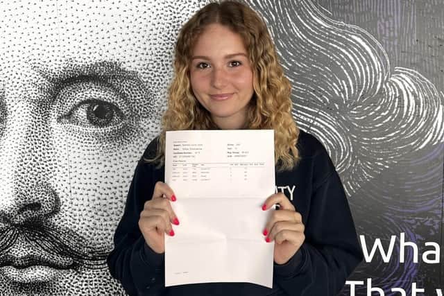 Sofiya Shevlyakova celebrating great A-level results secured a place at University of City London
