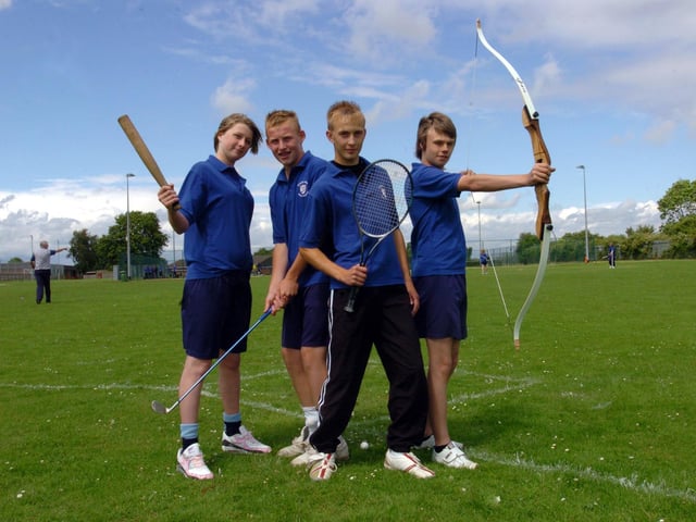 June 2007: Jess Bodsworth, 14, Ash Talbot, 14, James Guest, 15, and Martin Righetta enjoy trying out different sports