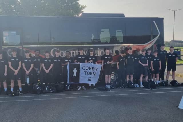 The boys ready for the off on Saturday in their luxury coach.