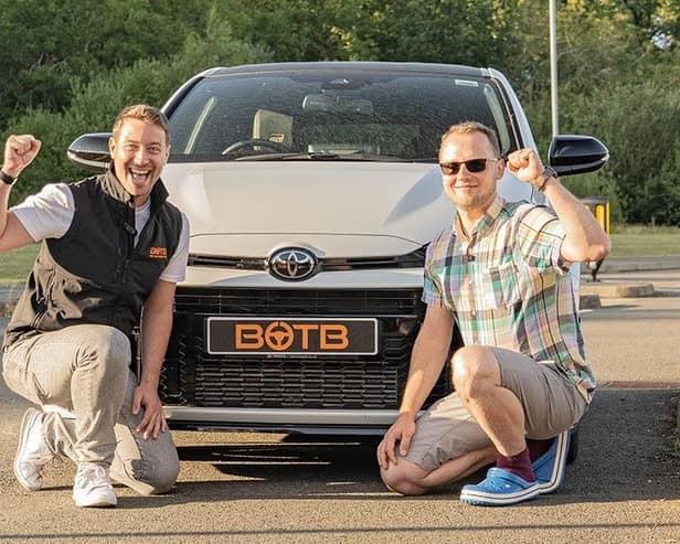 Christian Williams with Arkadiusz Osys who won the Toyota GR Yaris Circuit Pack after entering the BOTB (Best of the Best) draw.