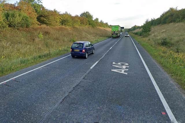 The accident happened between Raunds and Thrapston on the A45. File image: Google