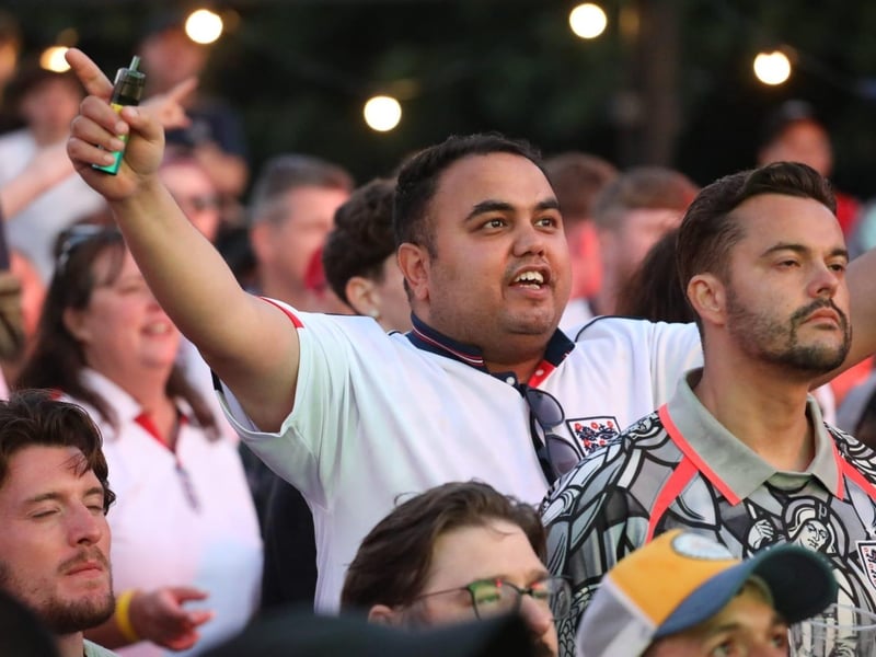 Fans at the Kettering Town FC World Cup Fan Zone watch England vs Argentina in the semi-final