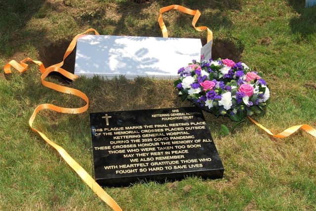 The memorial plaque donated by Maynard Memorials