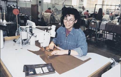 Maria Hall, a former Aquascutum seamstress at work