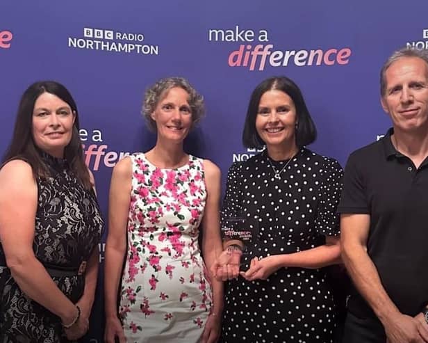 Nicola Elliott, pictured third from left, was the winner of the Green Award at the BBC Make A Difference ceremony in September. Photo: BBC.
