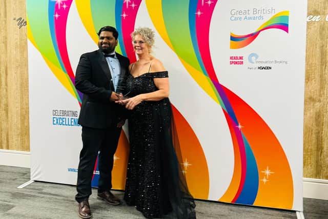 Rahees celebrated his win at the Great British Care Awards.