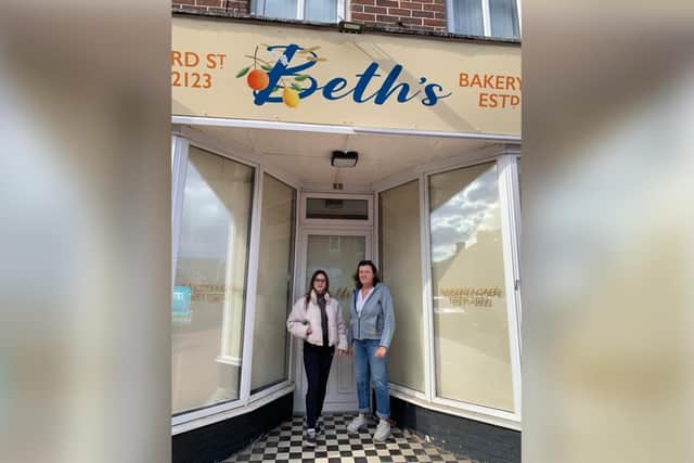 Beth and Janine outside the bakery and cafe
