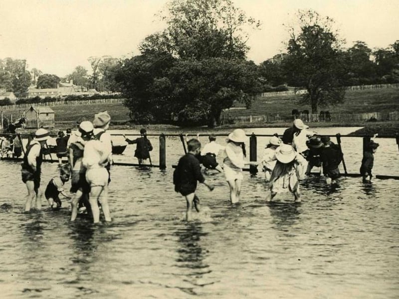 Paddling in the lake at Wicksteed Park