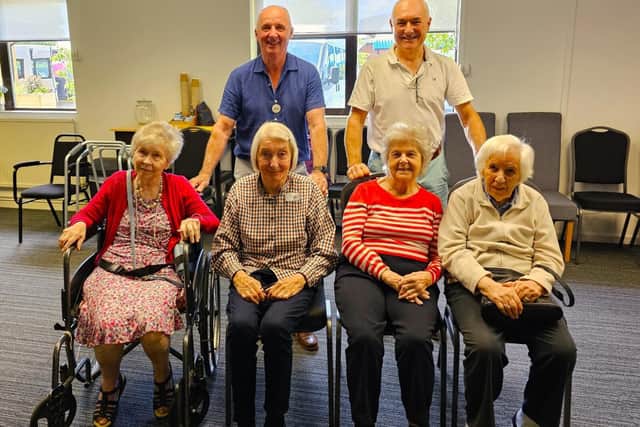 Trustees for 'Dementia Sings Out' Garry and Steve with Elm Bank care home residents