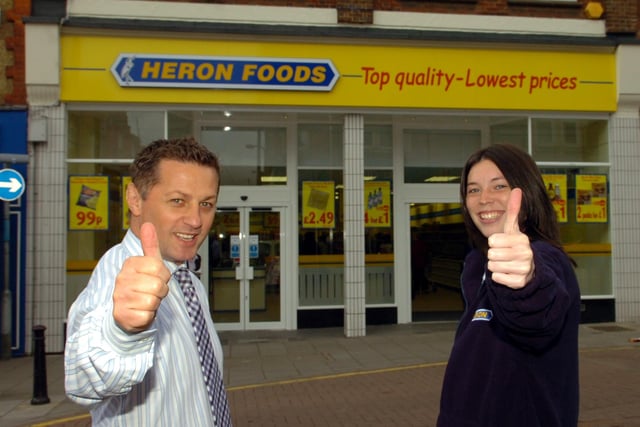 Rushden Heron Food open in the old Woolworths shop Zoe DeGrussa and store manager Robert Flynn - 2009
