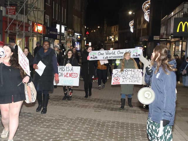 Reclaim the night march against domestic violence Kettering:women's march Kettering