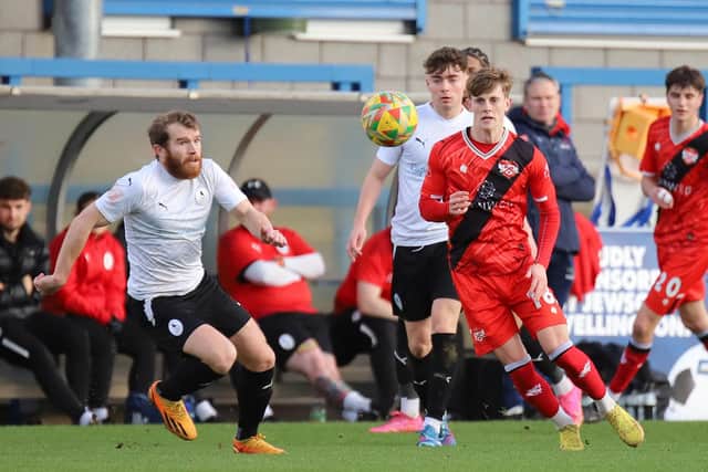 Action from Kettering's defeat at AFC Telford United (Picture: Peter Short)