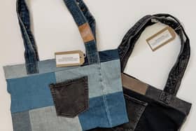 Some of the denim bags made by inmates