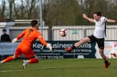 Jordon Crawford's scores Corby Town's winner against Rugby Town (Picture: Jim Darrah)