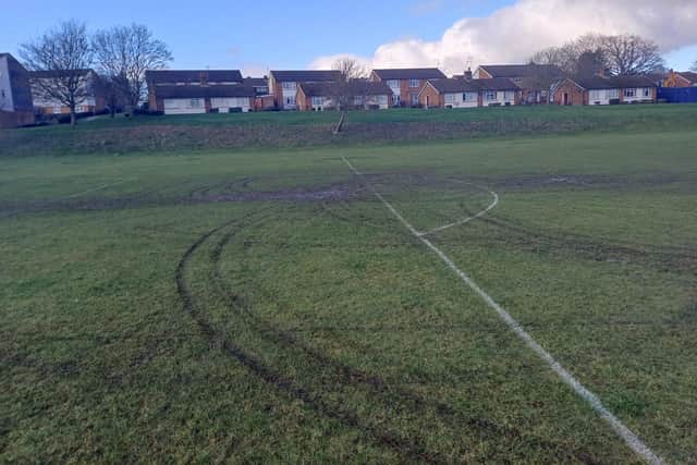 Damage is largely isolated to one of to two pitches on the field adjacent to Kingsway