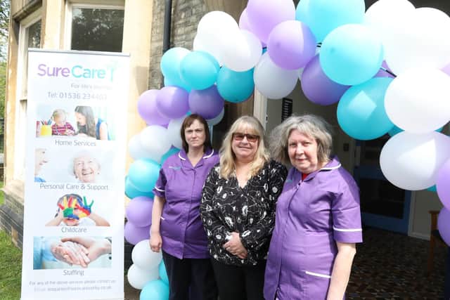 l-r Wendy Gorringe, Anita Cowley Julie White at the Surecare Corby & Northants offices in Kettering