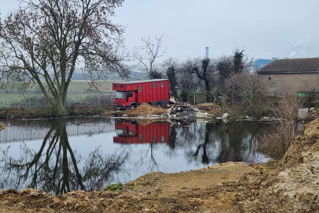 Items including a horsebox were on land in Station Road near Easimix Concrete Ltd and Mr Smith's home/National World (Picture taken in February 2023)