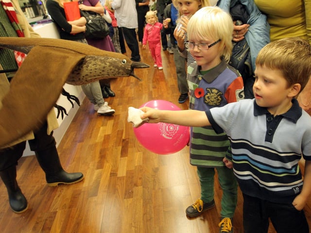 Corby The Core's 1st birthday: Dylan Heaney, four-and-a-half, feeding the panto birds (November 2011)