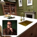 Howdens says it can help you create a kitchen just like the one seen in Celebrity Traitors featuring Northamptonshire's very own Alan Carr (inset, BBC image)