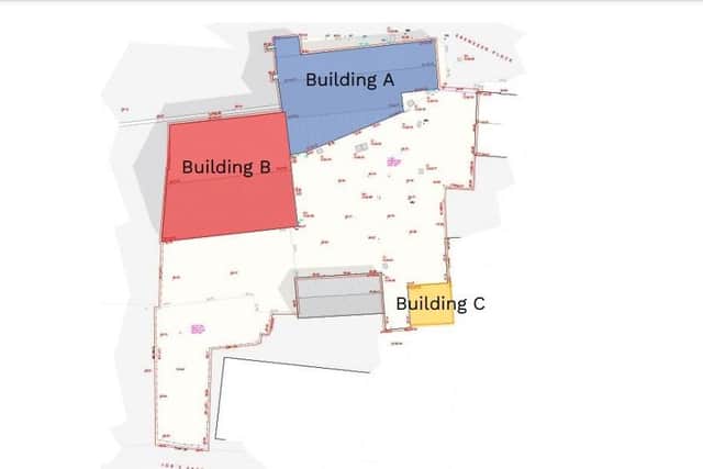 Ebenezer Place - Building A is currently a shop, Building B is a successful MOT garage - both within the Kettering Town Centre Conservation Area and Building C backs on to the Prince of Wales pub in Job's Yard