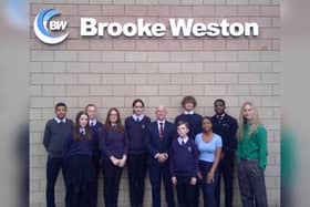 Principal Shaun Strydom and students from Brooke Weston Academy