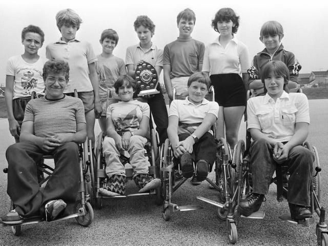 Parachamps from the 1980s Including David Holding - paralympic 100m gold medal winner in 1996 and four time London Marathon winner (front row second from right)