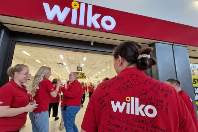 Wilko staff in Wellingborough on her final day at the store