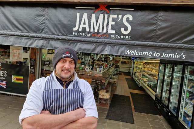 Jamie Cooper outside his Gold Street butchers shop.