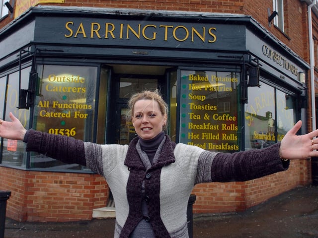 Corby old village cafe re-opens: New owner Kate Witukiewicz, outside Sarrington's, one of the oldest shops in the village - 2010
