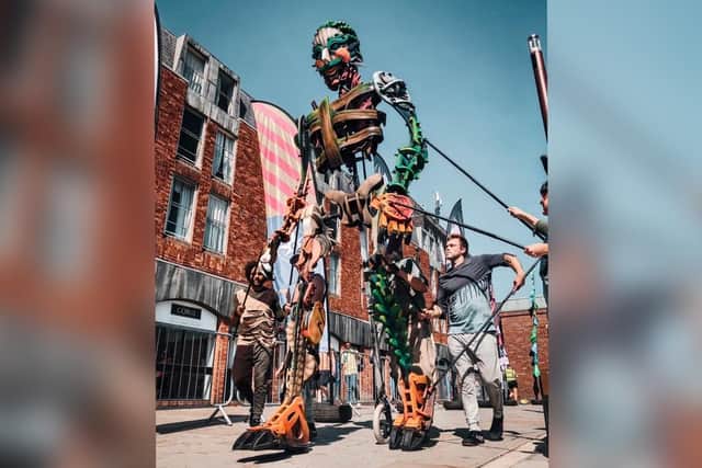EKO, a spectacular 13-foot-tall sea giant who will rise from the deep ocean to parade through Corby Town Centre