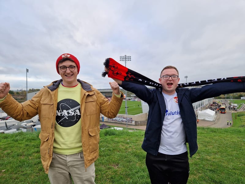 Poppies fans at the FA Cup first round game at Northampton Town