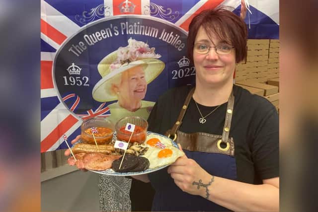 Michelle Smith manager of Café@25 with their celebration Jubilee breakfast