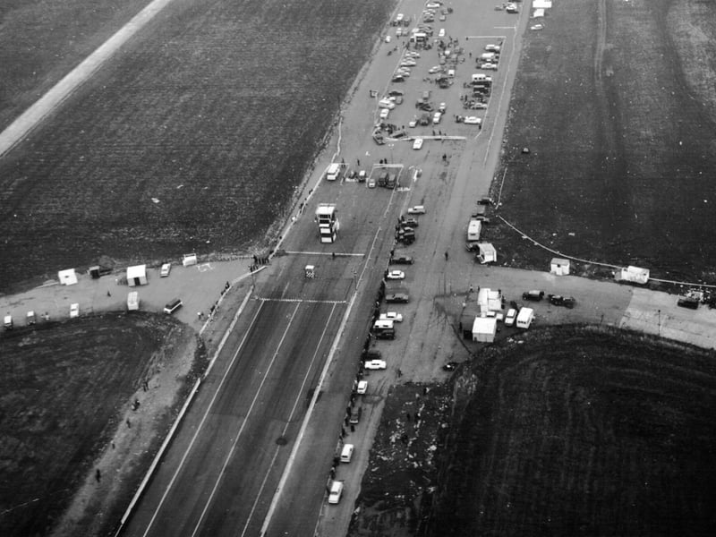 An aerial view of Santa Pod in 1966