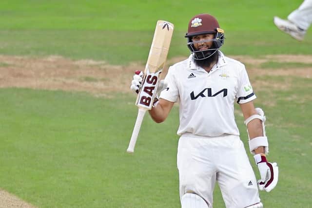 Hashim Amla celebrates reaching his half-century (Picture: Peter Short)
