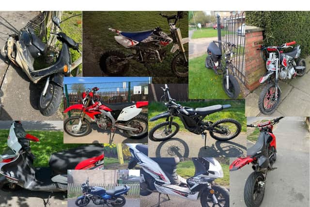 Some of the bikes seized during the past two months of Operation Pacify