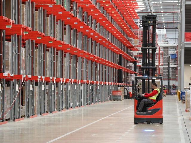 The warehouse has its own training programme for forklift truck drivers