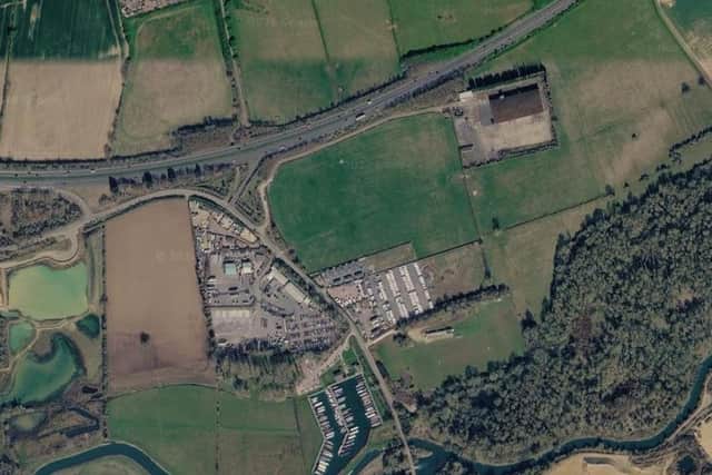 The recycling centre seen from above (top right)