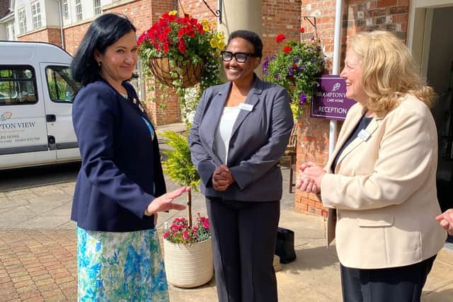 Natasha, Mo and Angela enjoying the visit to Brampton View Care Home