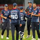 The Steelbacks celebrate a wicket in the win over Leicestershire Foxes (Picture: Peter Short)