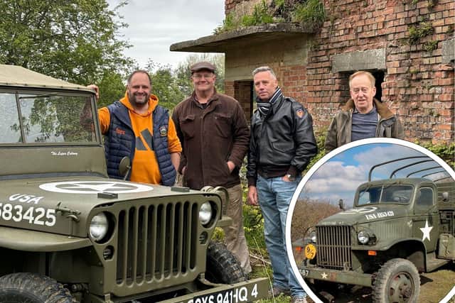 Some of the Kings Cliffe Airfield Museum organisers and WWII history enthusiasts, including Mike Murray (left), who helped Bill retrace his uncle's steps. Pictured in front of the former control tower on the Kings Cliffe airfield.  Image: National World