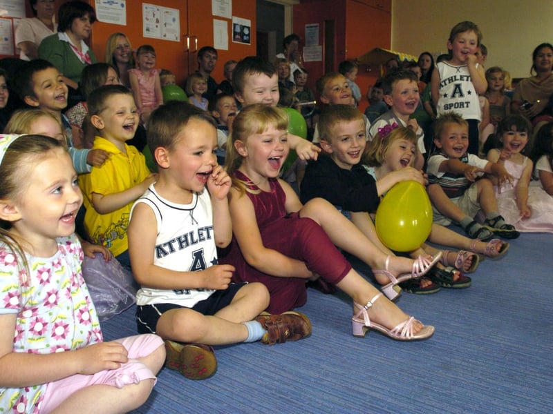 Children watching Mr Mudge the Clown in 2007